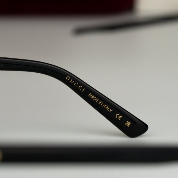 BRAND NEW Gucci GG1448O 001 Gold Black Demo Rectangle Unisex Eyeglasses - Picture 8 of 10